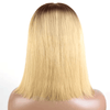 Éclatante Séparation Libre Pré-épilé Ombre Brun à Blond 13x4 Dentelle Bob Perruque Lisse