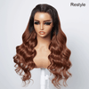 13x4 Glueless Couleur Marron Chocolaté Noir Mélangé Perruque Sans Colle Body Wave Deux Styles