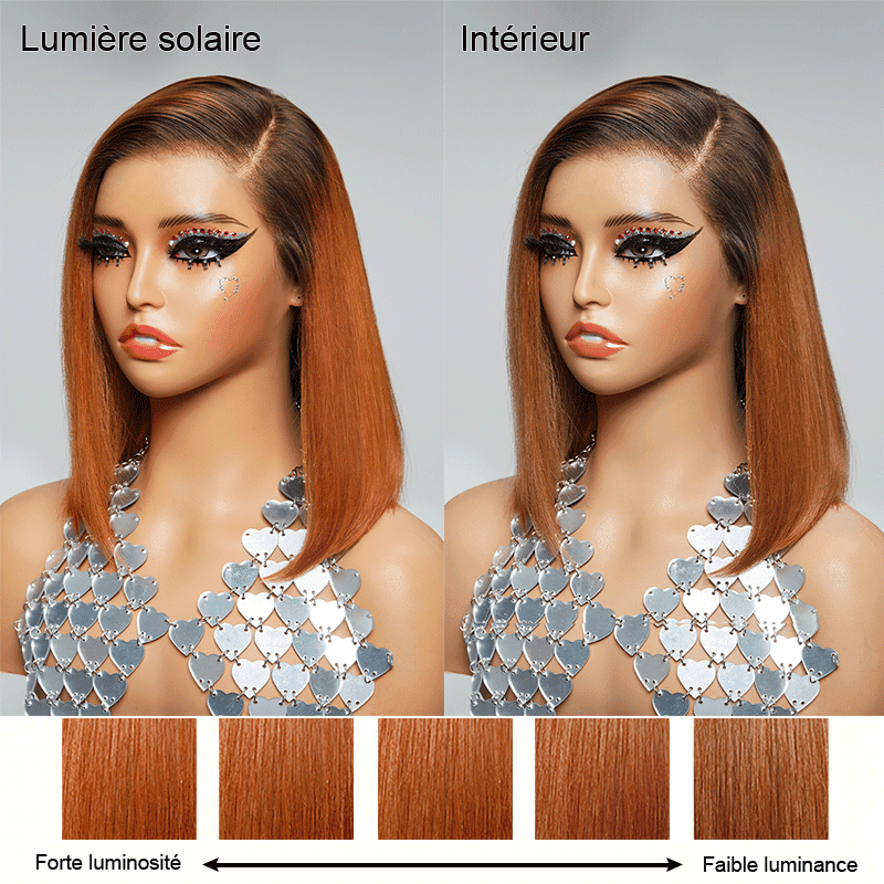 9x6 Glueless Gingembre Ombre Coupe Émoussée Lisse Bob Perruque Sans Colle - SHINE HAIR