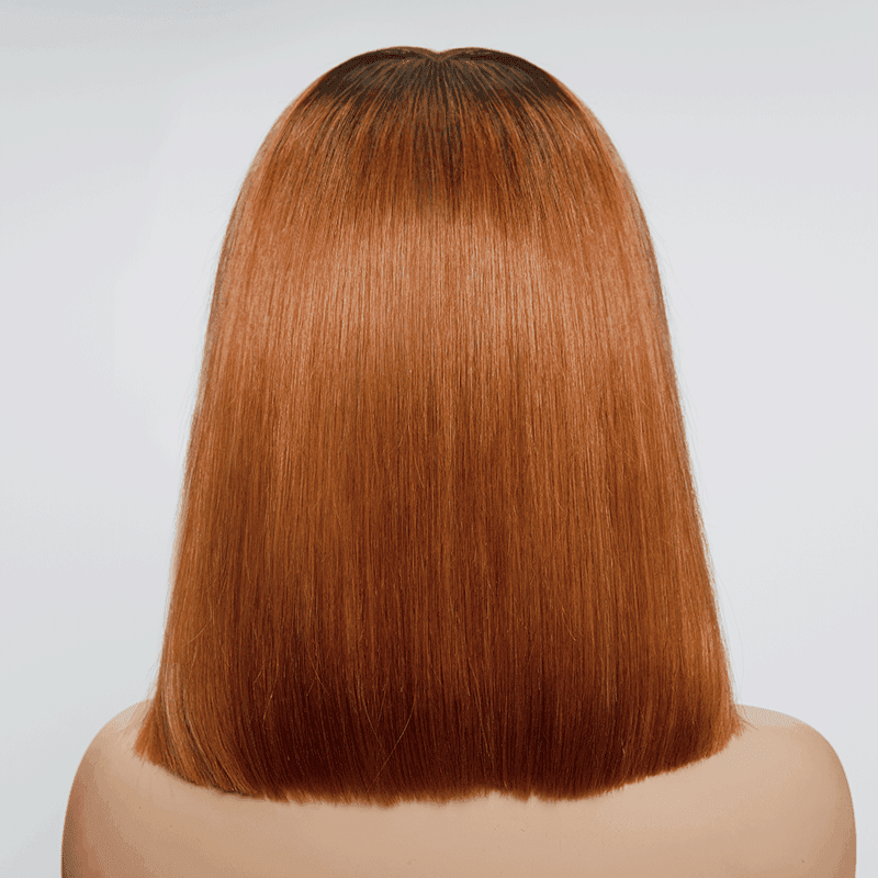 9x6 Glueless Gingembre Ombre Coupe Émoussée Lisse Bob Perruque Sans Colle - SHINE HAIR