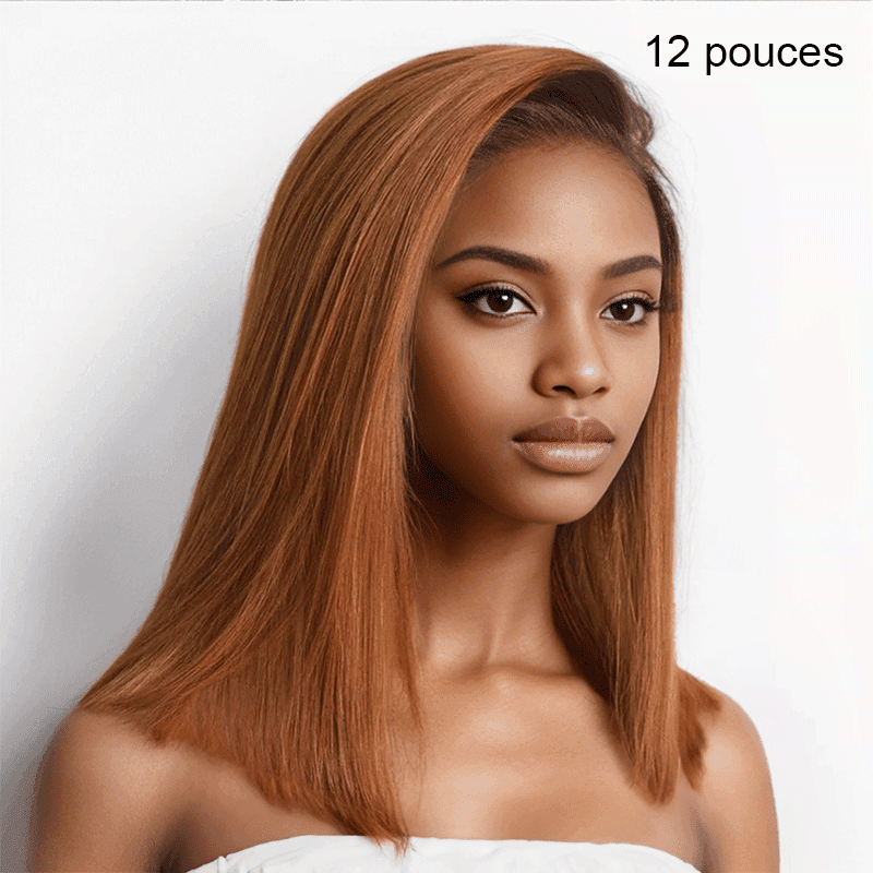 9x6 Glueless Gingembre Ombre Coupe Émoussée Lisse Bob Perruque Sans Colle - SHINE HAIR