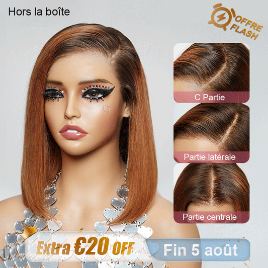 𝑩𝒖𝒚 1 𝑮𝒆𝒕 1 𝑭𝒓𝒆𝒆💥 9x6 Glueless Gingembre Ombre Coupe Émoussée Lisse Bob Perruque Sans Colle