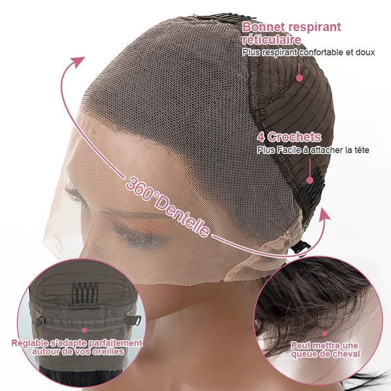 Cheveux Humains Bouclés Pré-épilés Perruque Dentelle 360 Respirante - SHINE HAIR