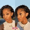 𝑩𝒖𝒚 1 𝑮𝒆𝒕 1 𝑭𝒓𝒆𝒆💥 3 Couleur Rebondissement Perruques Coupe Pixie 13×1 Dentelle Bouclé