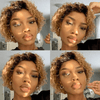 Crazy Deals🔥 3 Couleur Rebondissement Perruques Coupe Pixie 13×1 Dentelle Bouclé