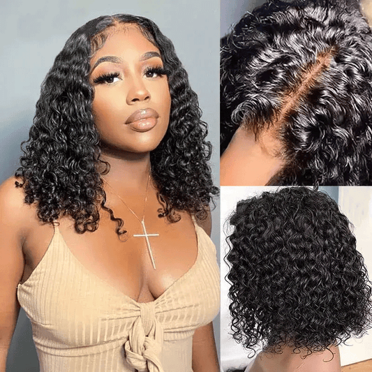 Flash Sale Mignon Glueless Bob 4x4 13x4 Perruque Sans Colle Cheveux Humains Bouclé