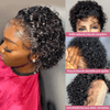 Crazy Deals🔥 3 Couleur Rebondissement Perruques Coupe Pixie 13×1 Dentelle Bouclé