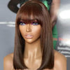 𝟑 𝐏𝐞𝐫𝐫𝐮𝐪𝐮𝐞𝐬=€𝟏𝟔𝟗⚡Pour Débutants Glueless Bob Perruque Cheveux Humains Avec Frange Lisse
