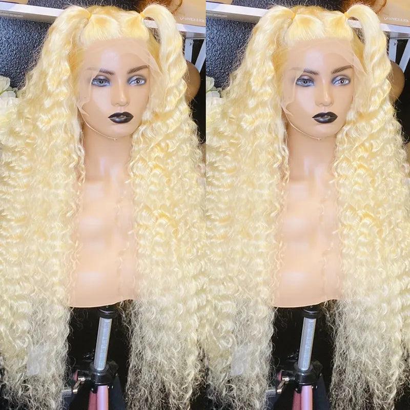 Perruque 13x4 frontale Couleur #613 Blonde Curly Wave Bouclé Cheveux Humains - SHINE HAIR