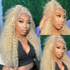 Perruque 13x4 frontale Couleur #613 Blonde Curly Wave Bouclé Cheveux Humains - SHINE HAIR