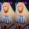 Perruque 13x4 frontale Couleur #613 Blonde Curly Wave Bouclé Cheveux Humains - SHINE HAIR