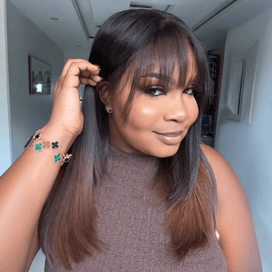 Glueless Mèches Brun Couleur 13x4/4x4 Perruque Sans Colle Cheveux Humains Lisse