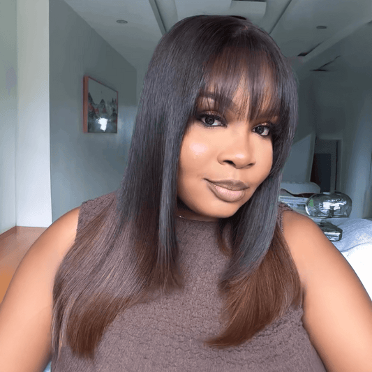 Glueless Mèches Brun Couleur 13x4/4x4 Perruque Sans Colle Cheveux Humains Lisse