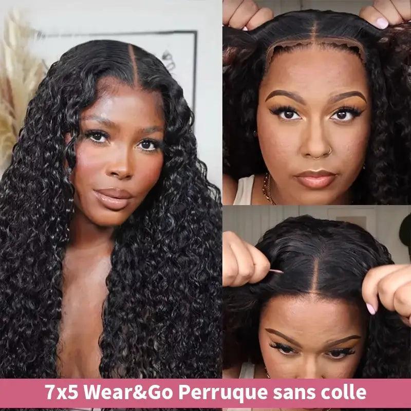 Un Acheté Un Gratuit 7X5 Glueless Bouclé Perruque(Perruque Bob gratuite 12'') - SHINE HAIR
