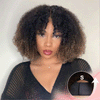 Perruque Bob Bouclé Glueless 4x4 Ombré Marron Densité 250% avec Edges 4C