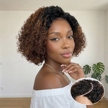 Glueless Volume de la Racine aux Pointes 5x5 Bob Court Bouclé Sans Colle Dégradé