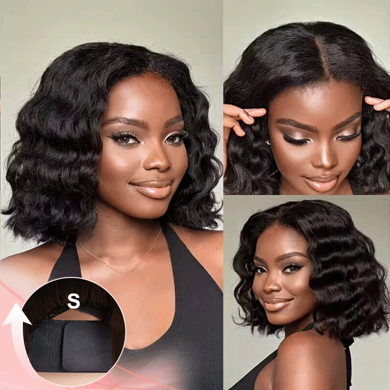Volumineux Et Élégant Glueless Wear Go 5x5 Perruque Bob Sans Colle Cheveux Humains Ondulé