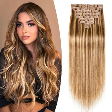 9 Pièces Extensions De Cheveux à Clipser 4/27 En Cheveux Naturels 125 g