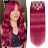 9 Pièces Extensions De Cheveux à Clipser 99J Bordeaux En Cheveux Naturels 125 g