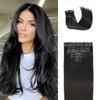 Extensions de cheveux à clipser noir naturel en cheveux humains (7 ou 8 pièces)