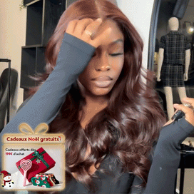 Brillante Glueless Couleur Brun Foncé Rougeâtre 13x4 Perruque Sans Colle Body Wave Casquette À Cordon Flexi-Fit