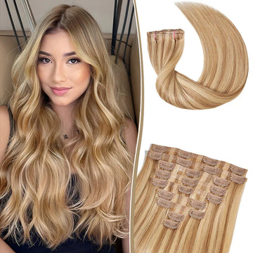 9 Pièces Extensions De Cheveux à Clipser 16&22 En Cheveux Naturels 125 g