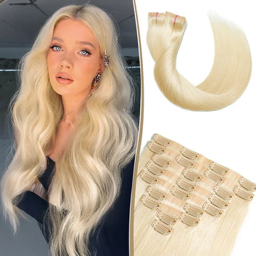 9 Pièces Extensions De Cheveux à Clipser Blond 613 En Cheveux Naturels 125 g