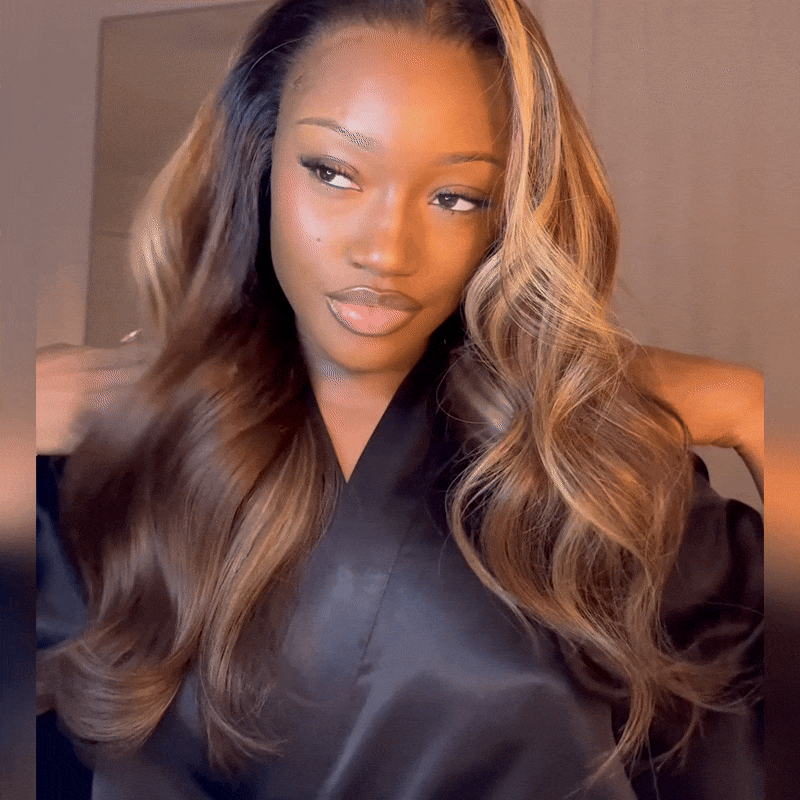 Glueless Sans Nœud Couleur Highlight Ombré 13x4 Perruque Sans Colle Body Wave