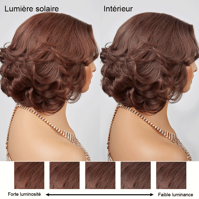 13x4 Glueless Wear Go Couche Couleur Brun Chocolat Bob Perruque Sans Colle Ondulé