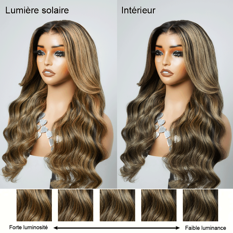 13x4 Couches Glueless Blond Cendré Perruque Sans Colle Body Wave Frontal Wig