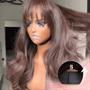 Doux Et Brillant Glueless Sans Nœud Couleur Brun Chocolat 4x4 Perruque Sans Colle Avec Frange