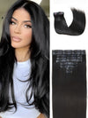 Extensions de cheveux à clips noir naturel en cheveux humains (7 ou 8 pièces)
