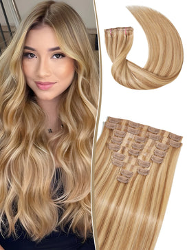 9 Pièces Extensions De Cheveux à Clipser 16&22 En Cheveux Naturels 125 g