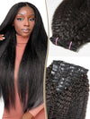 9 Pièces Kinky Straight Extensions De Cheveux à Clipser Noir En Cheveux Naturels 125g