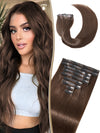 9 Pièces Extensions De Cheveux à Clipser Brun Foncé En Cheveux Naturels 125 g