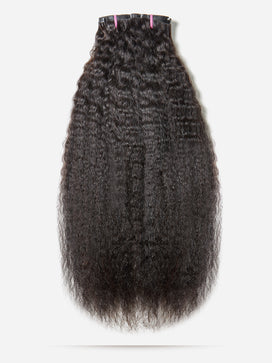 9 Pièces Kinky Straight Extensions De Cheveux à Clipser Noir En Cheveux Naturels 125g