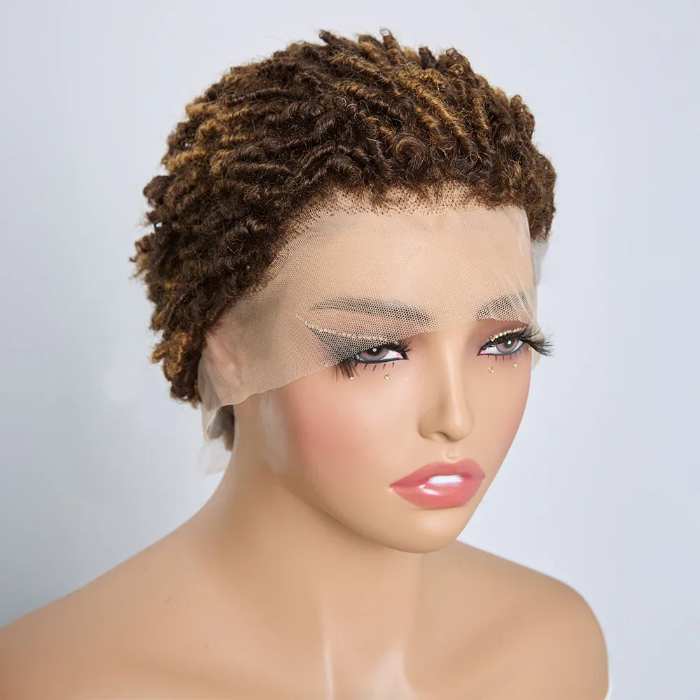Chic Perruque 4/30 Afro Kinky Curly Noir 13x4 Lace Cheveux Courts Bouclés Portez Et Partez