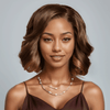 Boss Mature Ondulé Couleur Marron Ombre Bob 4x4 Dentelle Minimaliste Perruque Cheveux Humains