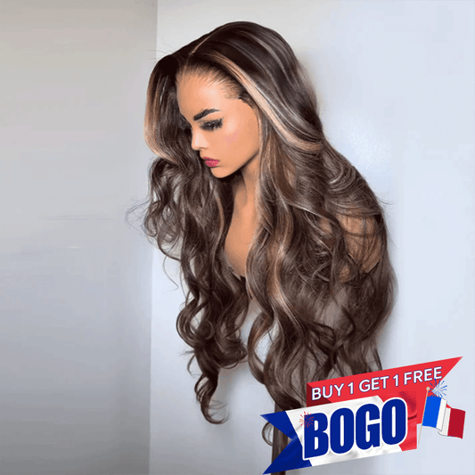 𝑩𝒖𝒚 1 𝑮𝒆𝒕 1 𝑭𝒓𝒆𝒆💥 13x4 Glueless Couleur Highlight Perruque Sans Colle Body Wave Cheveux Vierges