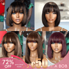 €𝟓𝟎/𝐁𝐨𝐛🔥Soyeux Glueless Bob Perruque 5 Couleur Lisse Avec Frange Prix De Gros D'usine