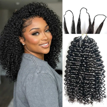 Extensions au Crochet Kinky Curly Effet Plume Soyeux et Sans Nœuds Noir Naturel