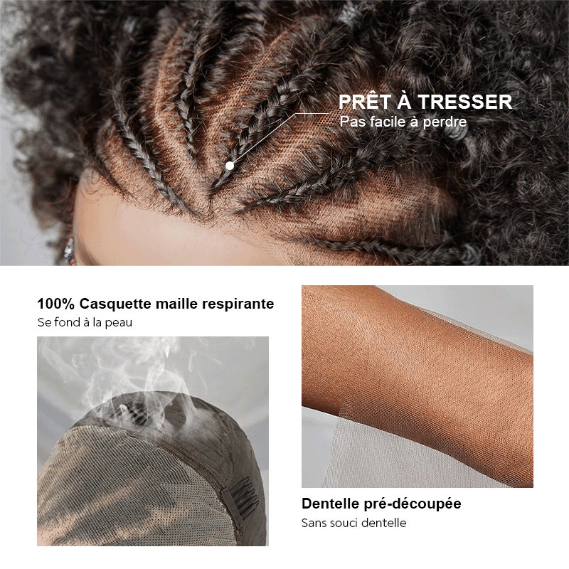 13x4 Dentelle Boucle Afro 5 Couleur Bob Perruque Cheveux Tressés - SHINE HAIR