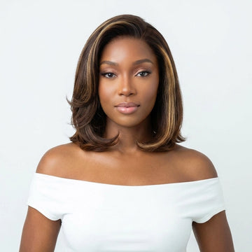 Bob Miel Balayage 7x4 Sans Colle Raie sur le Côté Définie Pose Instantanée Qualité Premium