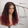 Perruque Tressée Bohème Couleur Ombre 99J En Dentelle Intégrale Avec Cheveux Bébé Synthétique 300% Densité