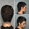 Perruque Full Lace Pixie 100% Cheveux Humains Frange Effilée Naturelle