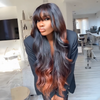 Glueless Sans Nœuds Couleur Highlight 4x4 Perruque Sans Colle Body Wave Avec Frange 250% Densité