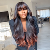 Glueless Sans Nœuds Couleur Highlight 4x4 Perruque Sans Colle Body Wave Avec Frange 250% Densité