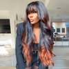 Glueless Sans Nœuds Couleur Highlight 4x4 Perruque Sans Colle Body Wave Avec Frange 250% Densité