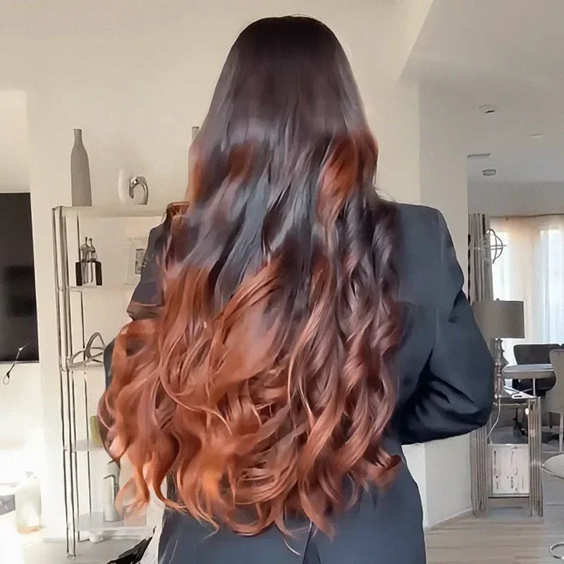Glueless Sans Nœuds Couleur Highlight 4x4 Perruque Sans Colle Body Wave Avec Frange 250% Densité
