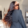 Glueless Sans Nœuds Couleur Highlight 4x4 Perruque Sans Colle Body Wave Avec Frange 250% Densité